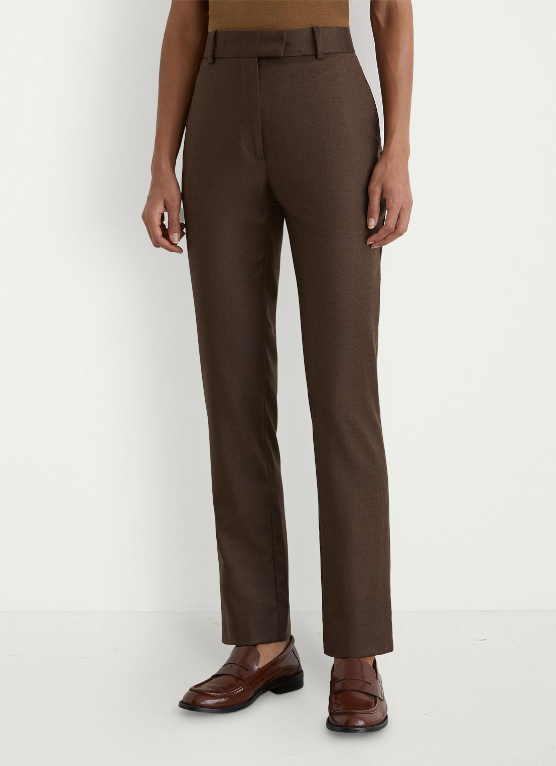 Reiss Derby high waist slim fit pantalon in wolblend - detail 3 bruin