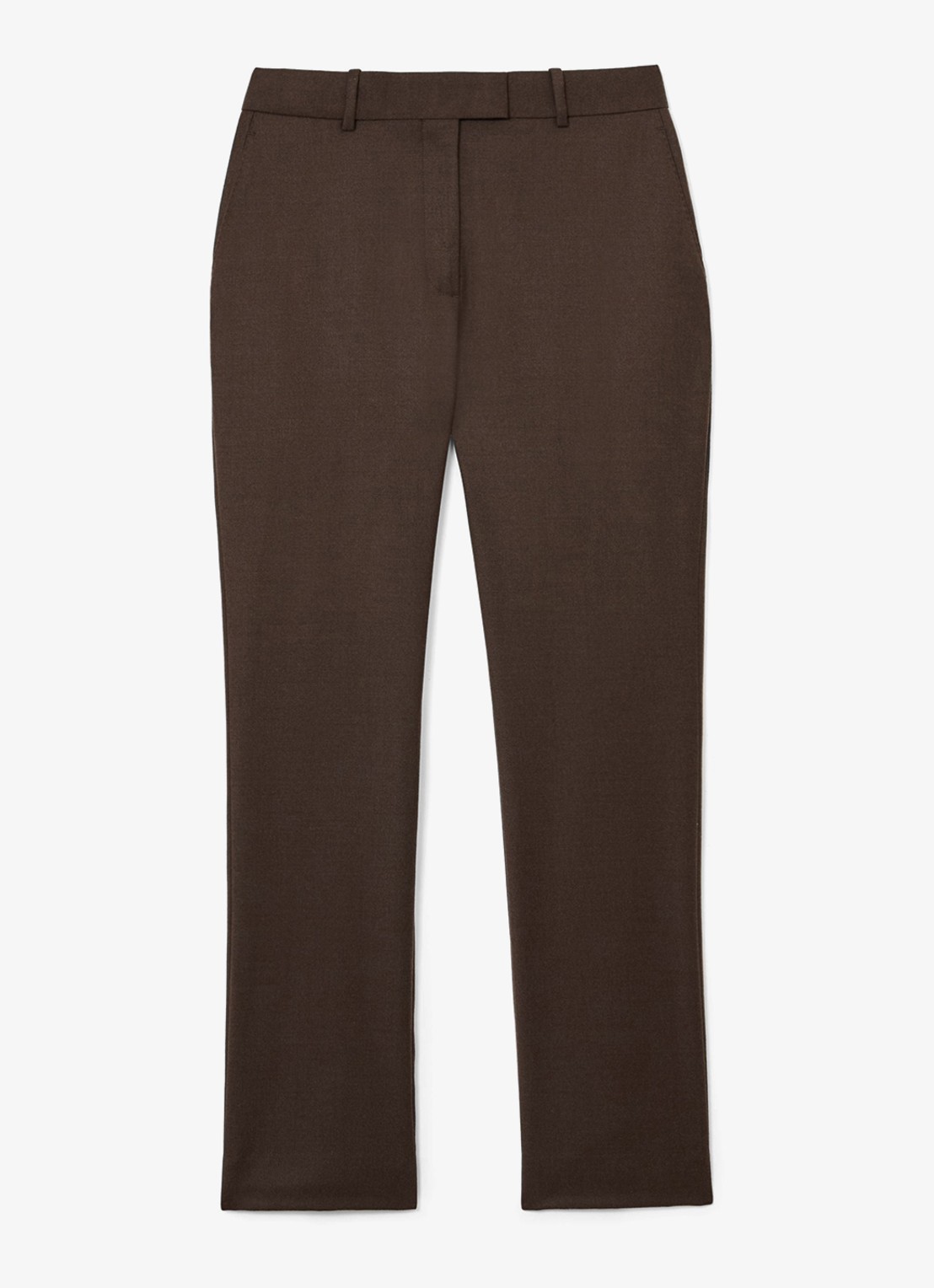 Reiss Derby high waist slim fit pantalon in wolblend - voorkant bruin