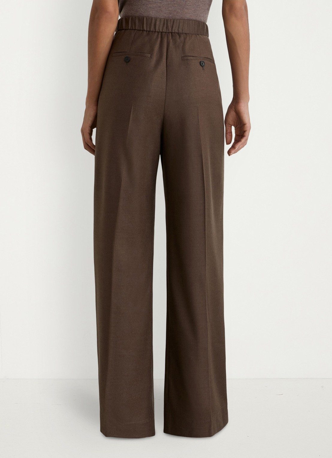 Reiss Derby high waist wide fit pantalon met trekkoord - achterkant bruin