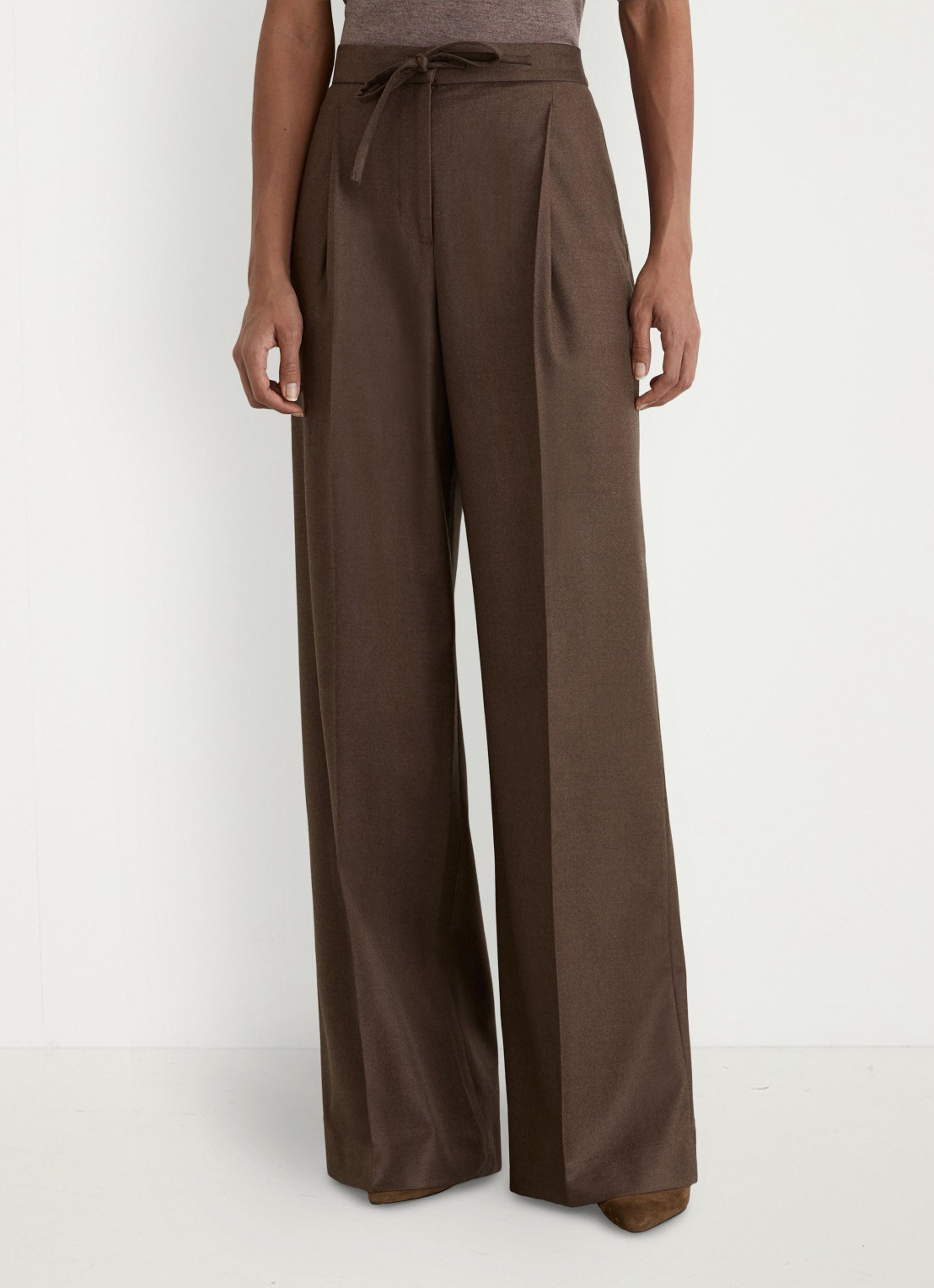 Reiss Derby high waist wide fit pantalon met trekkoord - detail 4 bruin