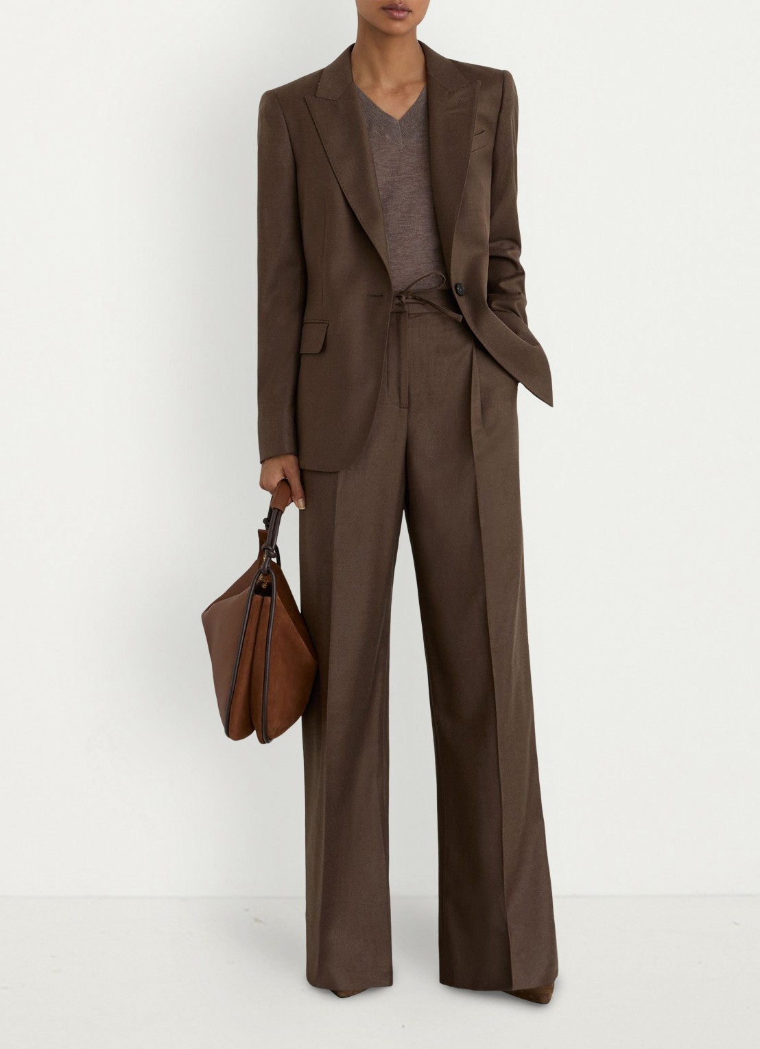 Reiss Derby high waist wide fit pantalon met trekkoord - detail 6 bruin