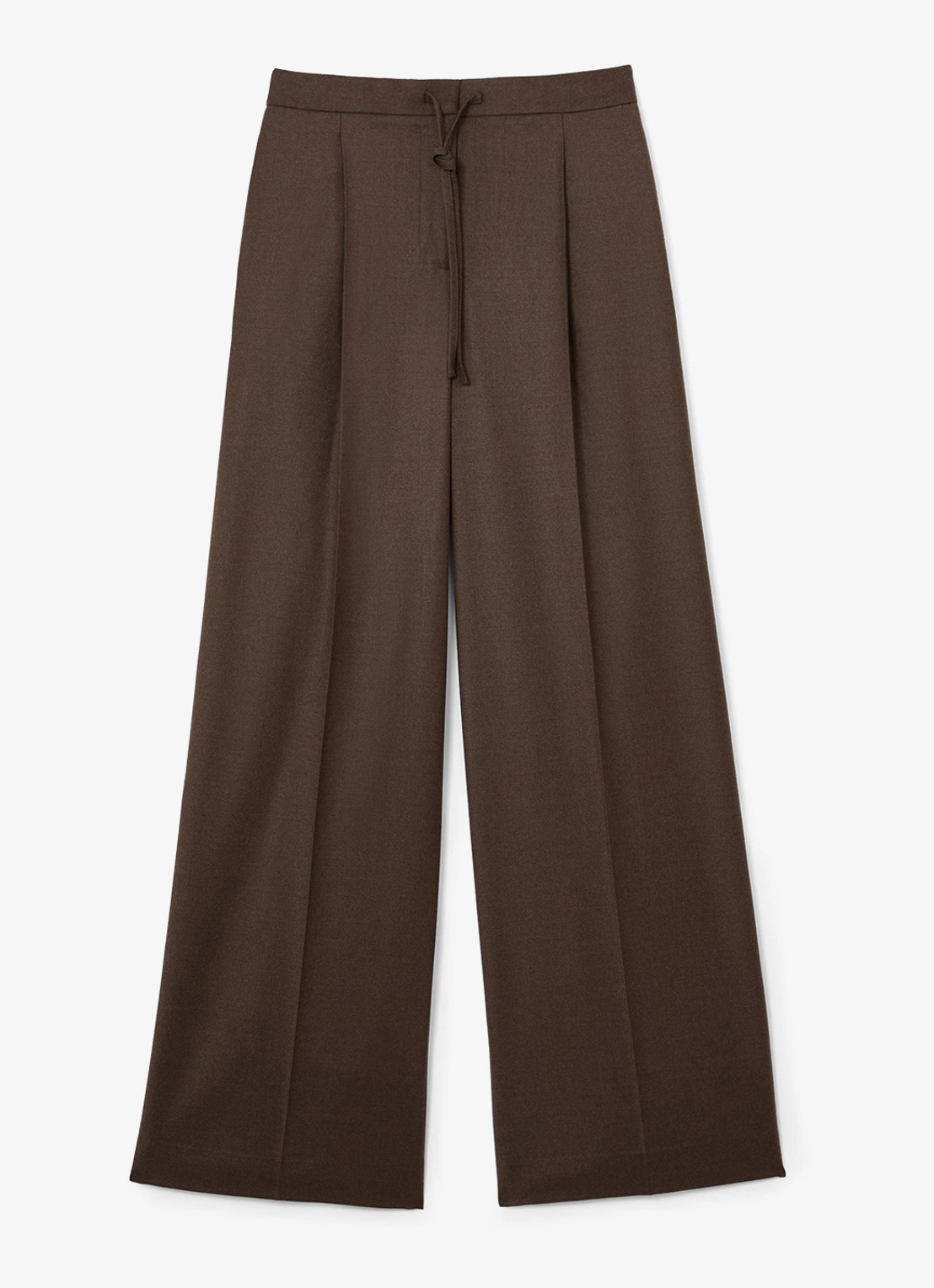 Reiss Derby high waist wide fit pantalon met trekkoord - voorkant 2 bruin