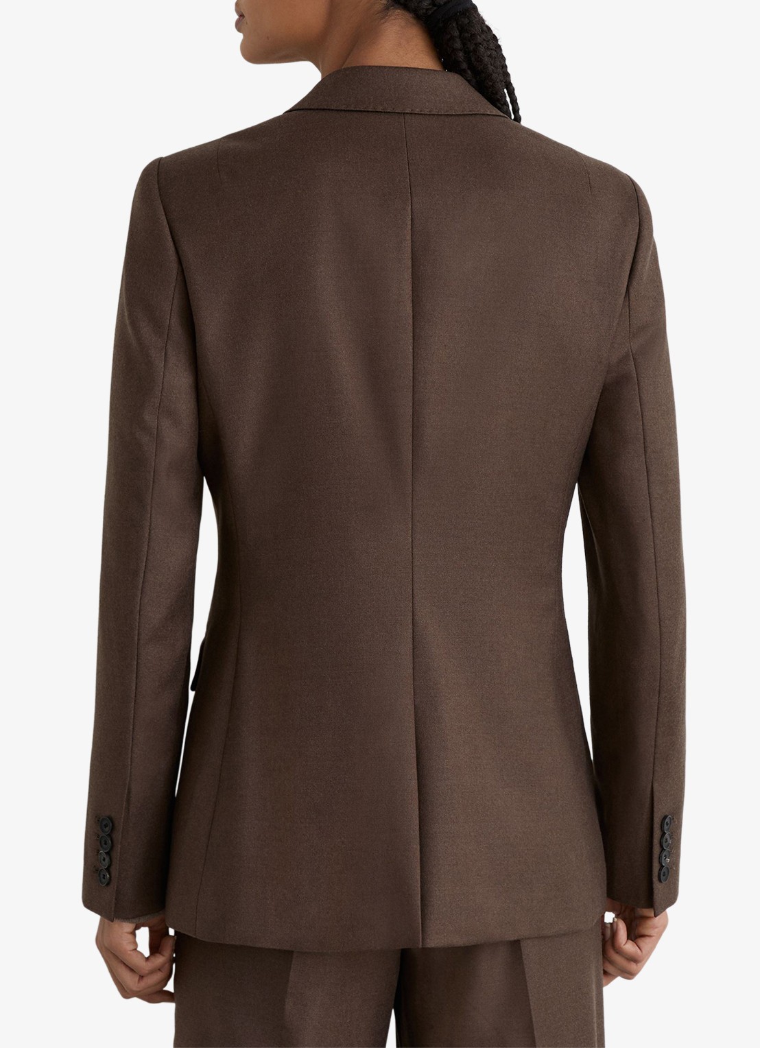 Reiss Derby single-breasted blazer in wolblend - achterkant bruin