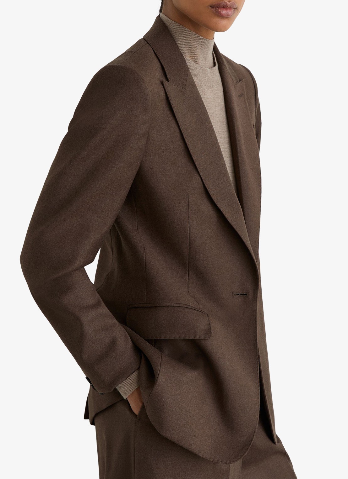 Reiss Derby single-breasted blazer in wolblend - detail 4 bruin