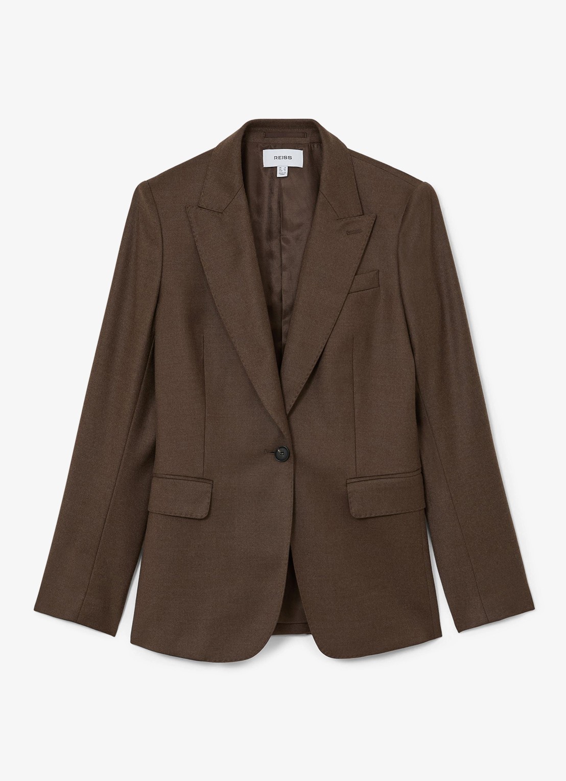 Reiss Derby single-breasted blazer in wolblend - voorkant 6 bruin