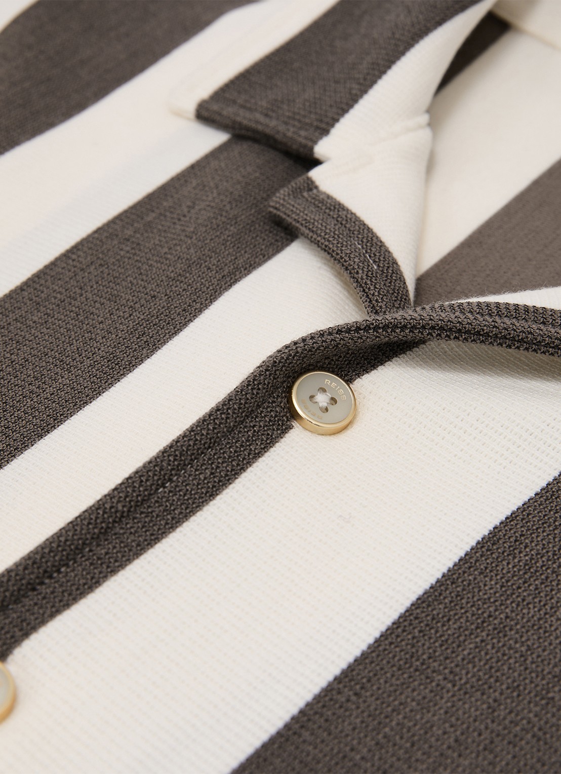 Reiss Dexter overhemd met streepprint  - detail 7 bruin