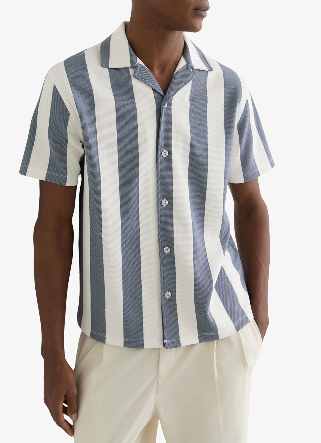 Reiss Dexter overhemd met streepprint  - detail 4 blauw
