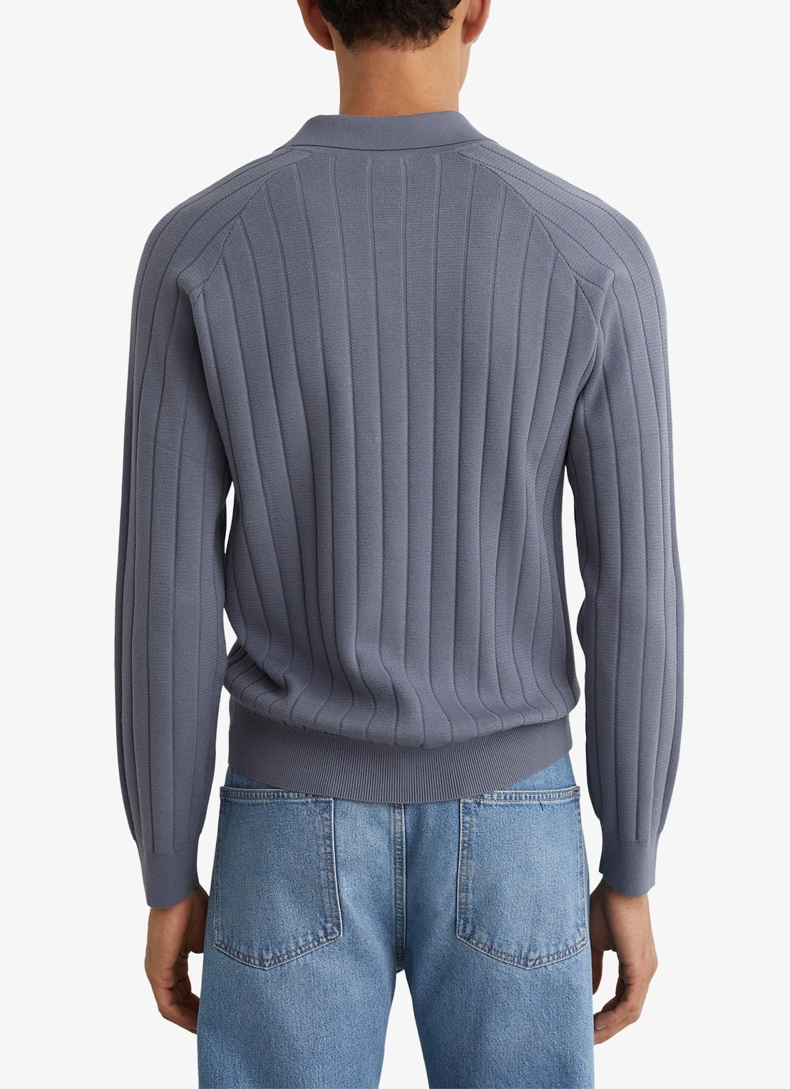 Reiss Dillighan fijngebreide trui met polokraag  - achterkant steel blue / blauw