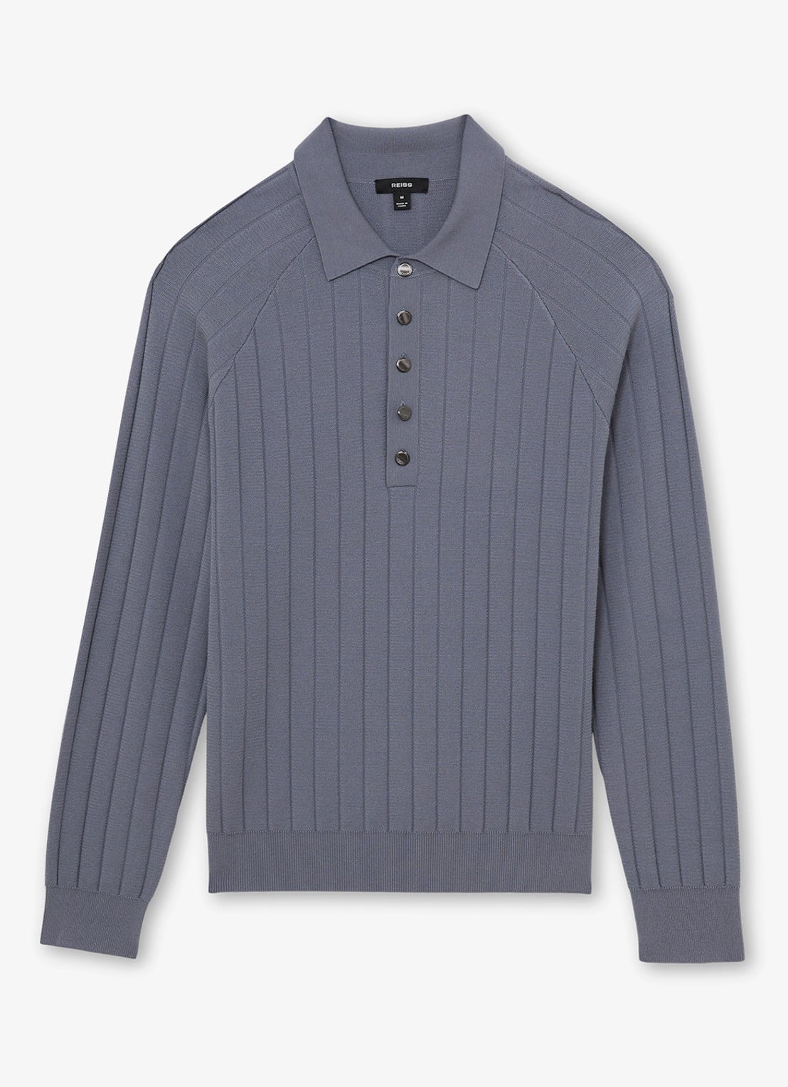 Reiss Dillighan fijngebreide trui met polokraag  - voorkant 5 steel blue / blauw