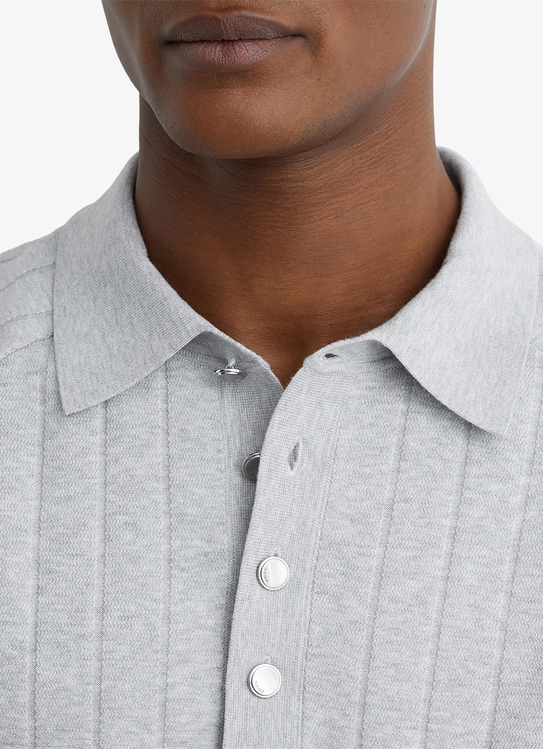 Reiss Dillighan fijngebreide trui met polokraag  - detail 4 soft grey / grijs
