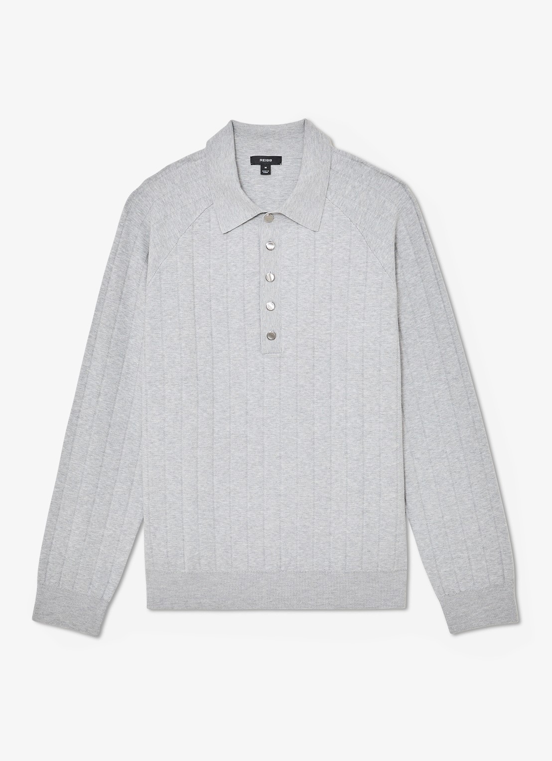 Reiss Dillighan fijngebreide trui met polokraag  - voorkant 6 soft grey / grijs