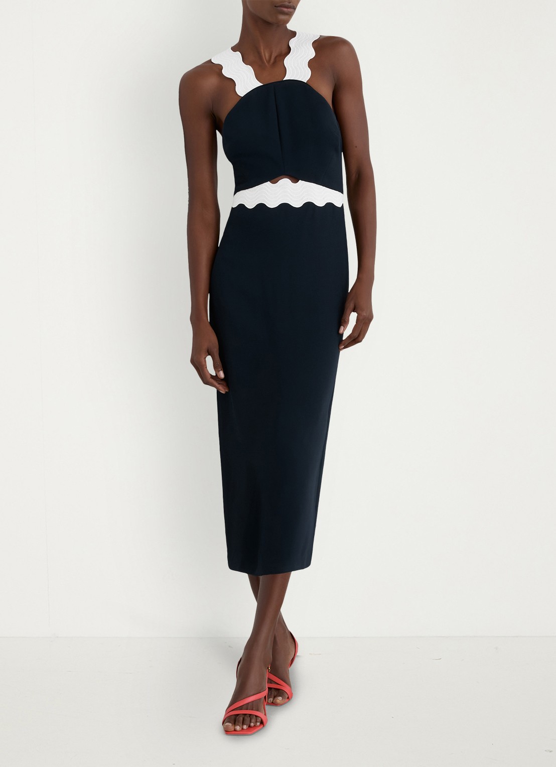 Reiss Dillon midi jurk met grafisch detail - voorkant 3 multicolor