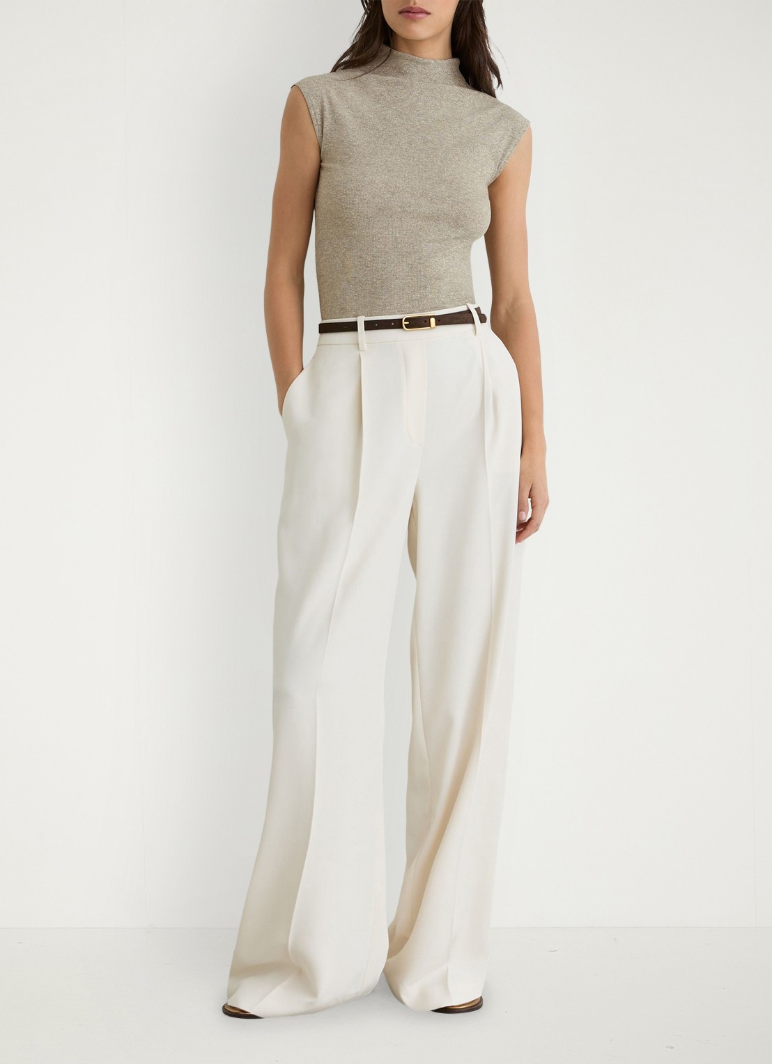 Reiss Dita ribgebreide top met lurex - voorkant 2 goud