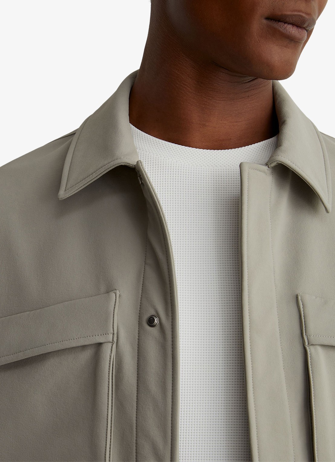 Reiss Divide regular fit overshirt met borstzak - detail 6 stone / beige