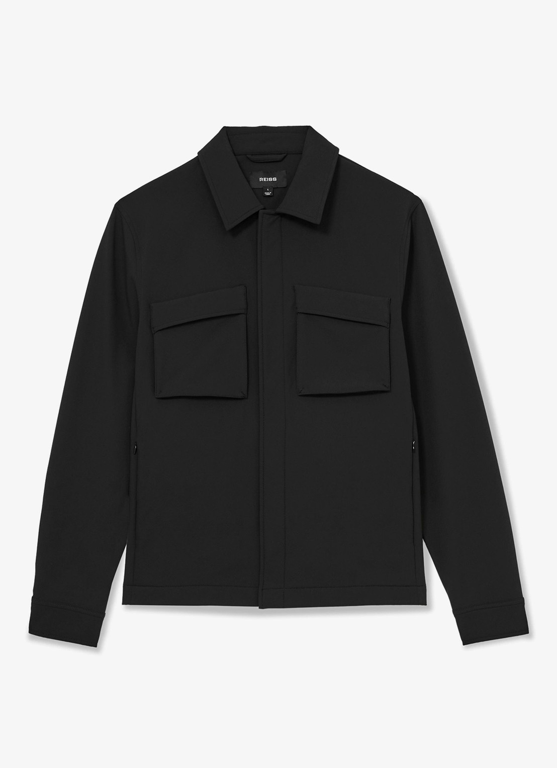 Reiss Divide regular fit overshirt met borstzak - voorkant 5 black / zwart