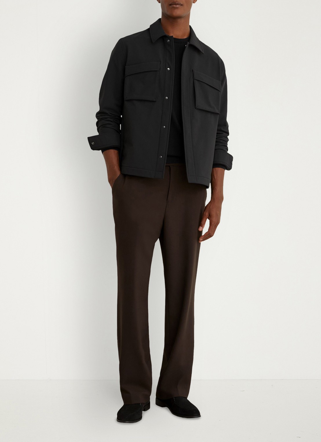 Reiss Divide regular fit overshirt met borstzak - voorkant 6 black / zwart