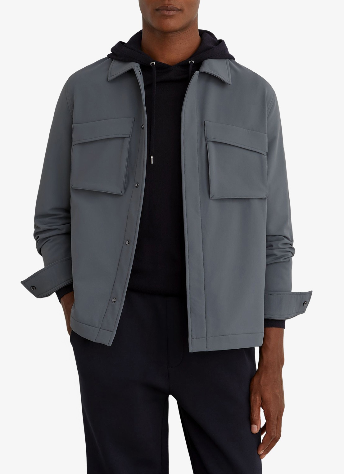 Reiss Divide regular fit overshirt met borstzak - detail airforce blue / blauw