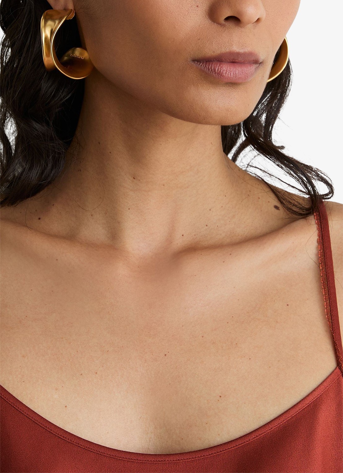 Reiss Doa top van satijn met bloemborduring - detail 4 oranjerood
