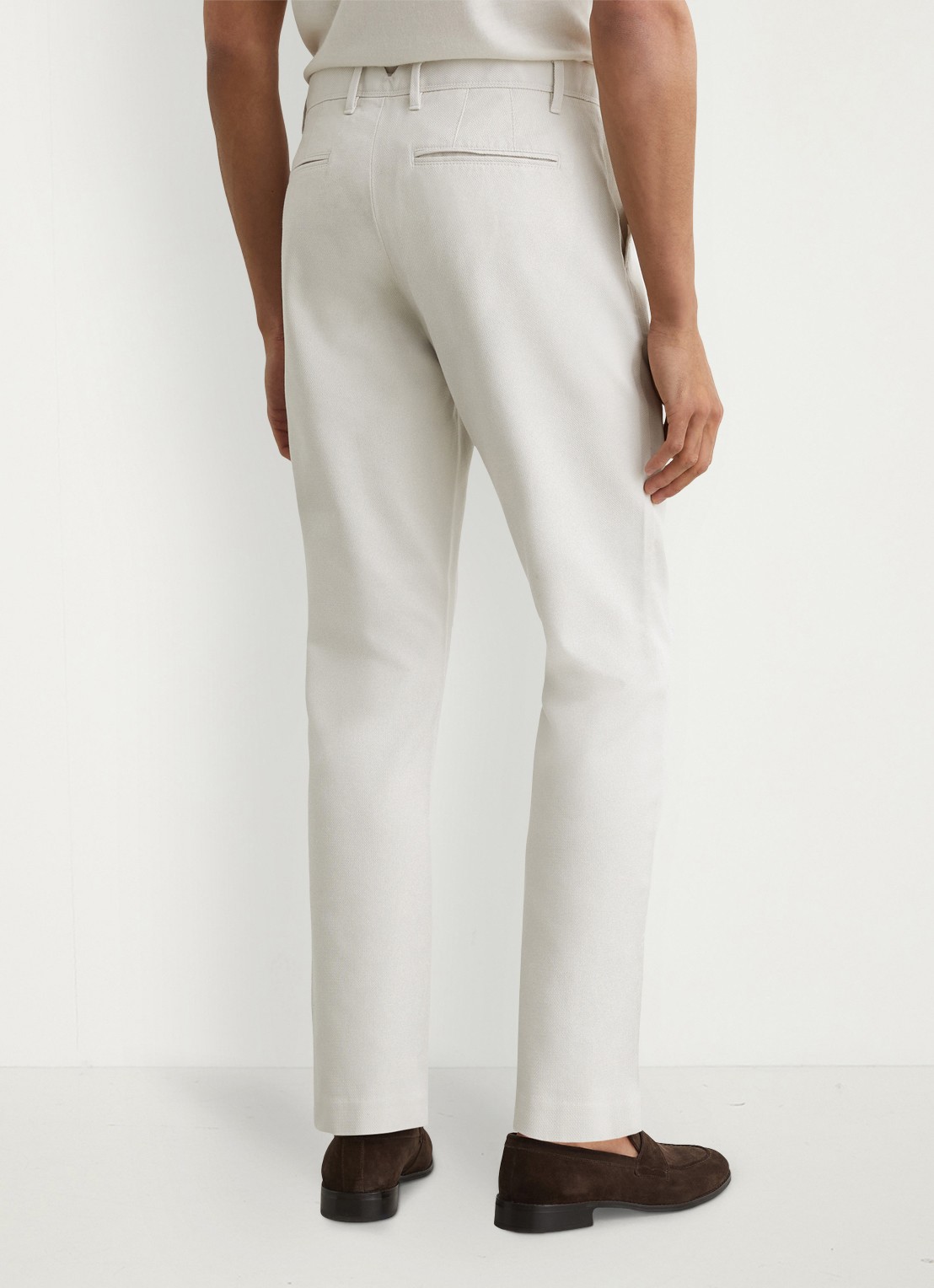 Reiss Dobby straight fit chino van katoen  - achterkant gebroken wit
