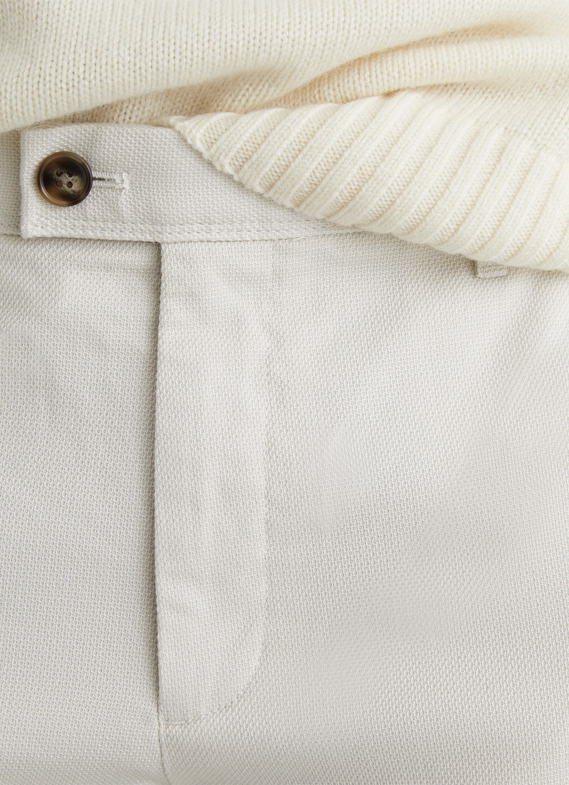 Reiss Dobby straight fit chino van katoen  - detail 3 gebroken wit