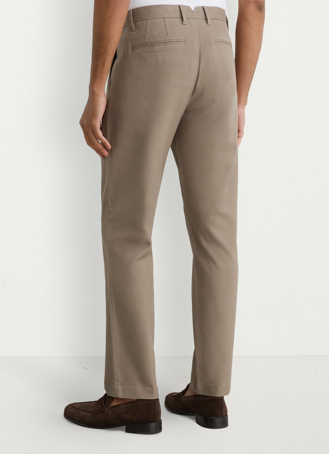 Reiss Dobby straight fit chino van katoen  - achterkant 6 lichtbruin