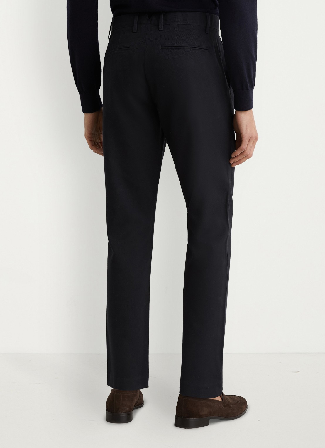 Reiss Dobby straight fit chino van katoen  - achterkant navy / blauw