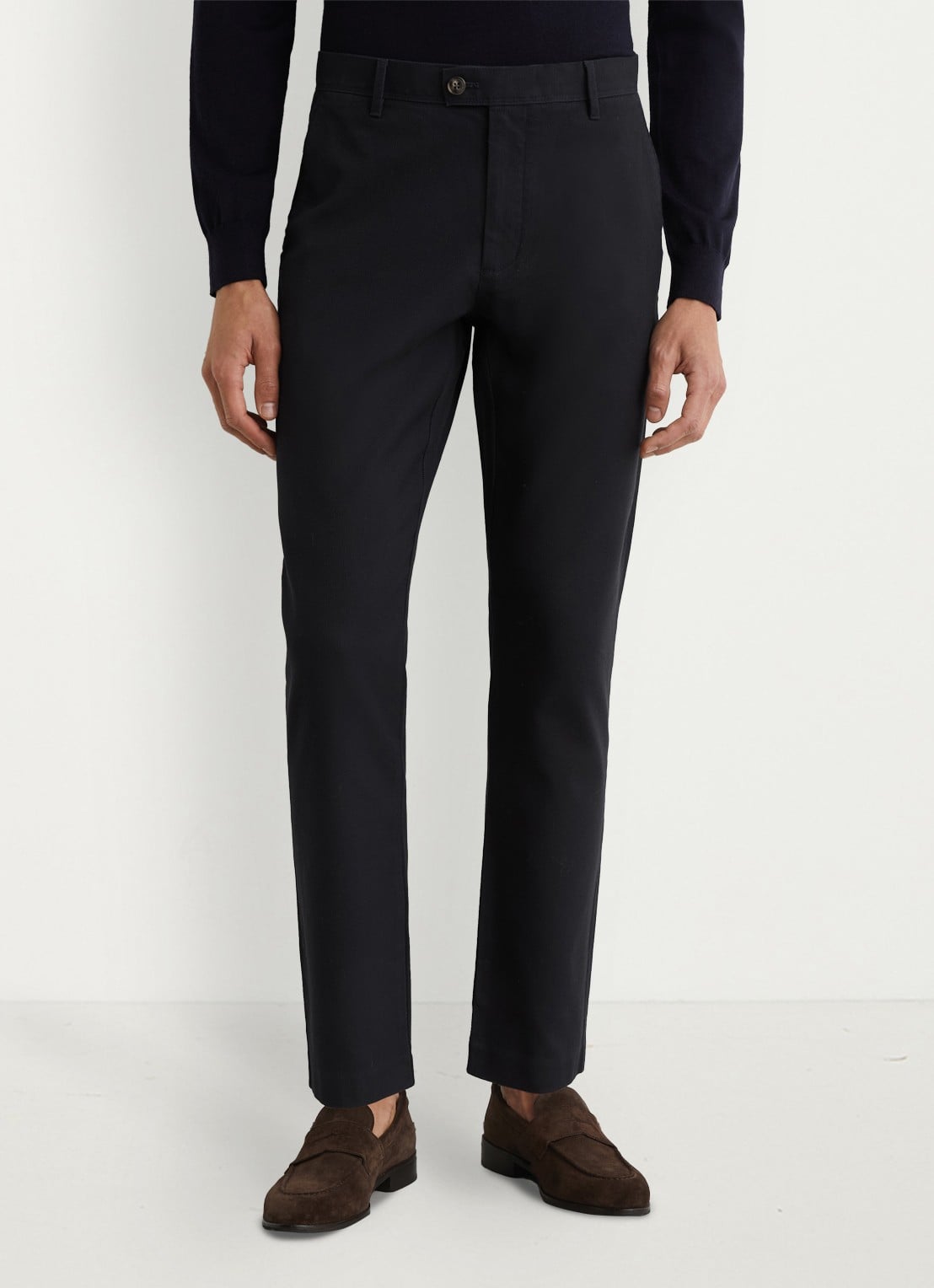 Reiss Dobby straight fit chino van katoen  - detail 4 navy / blauw