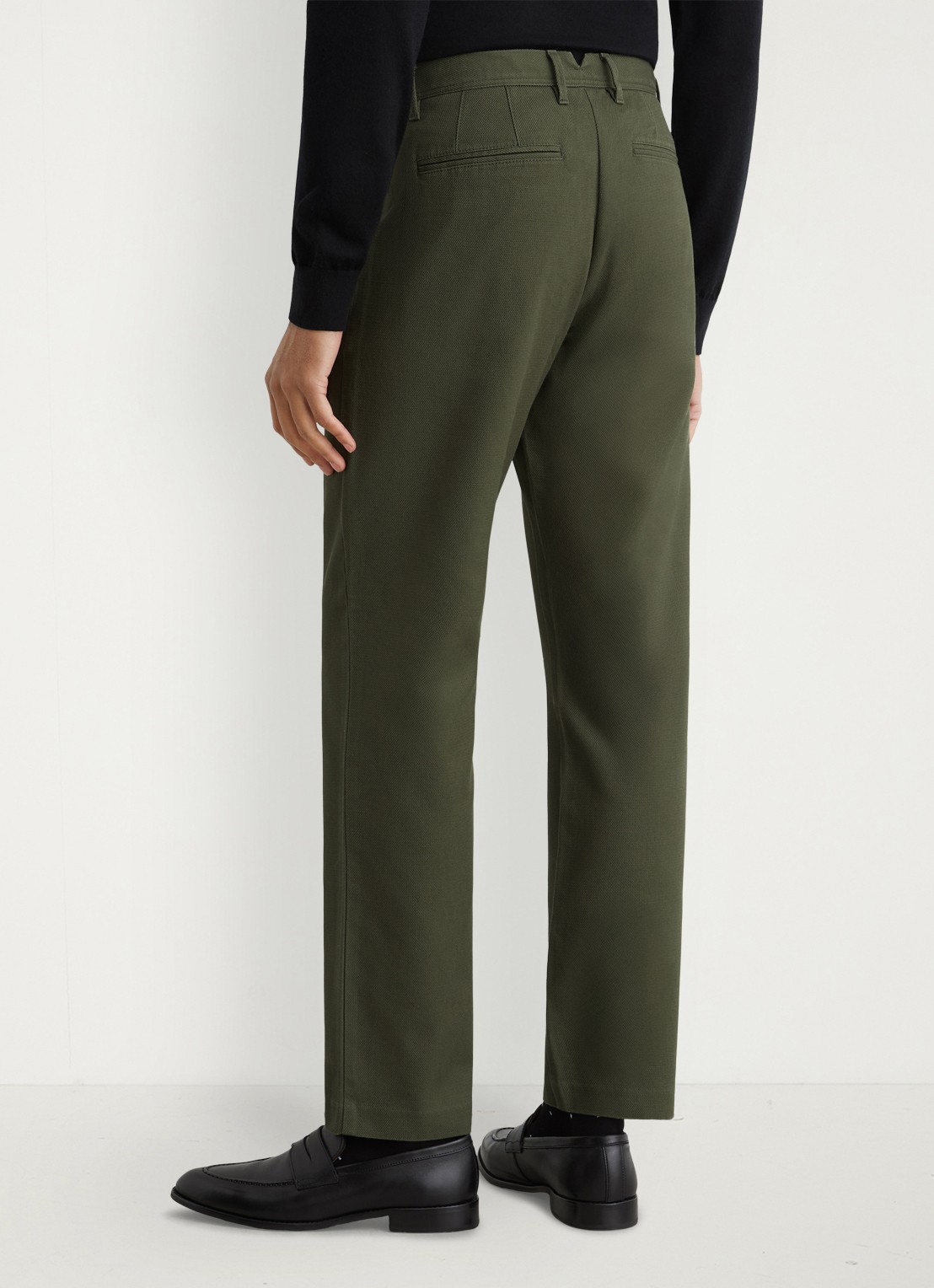 Reiss Dobby straight fit chino van katoen  - achterkant 6 bronsgroen