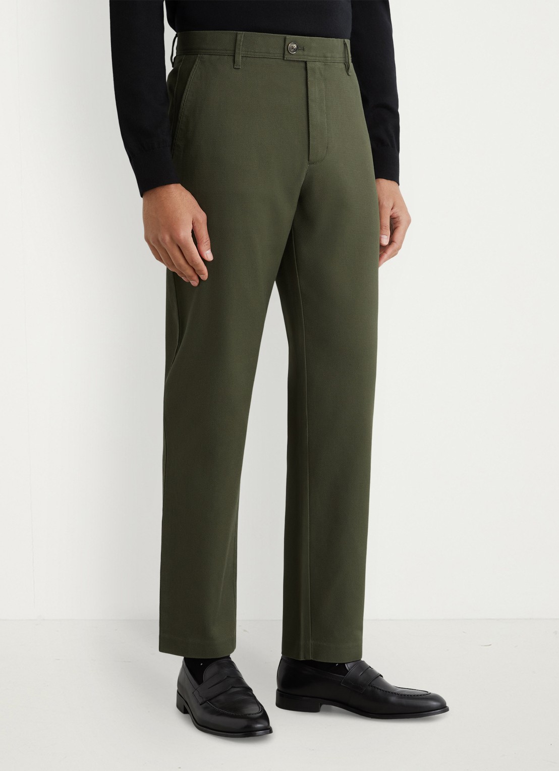 Reiss Dobby straight fit chino van katoen  - detail bronsgroen