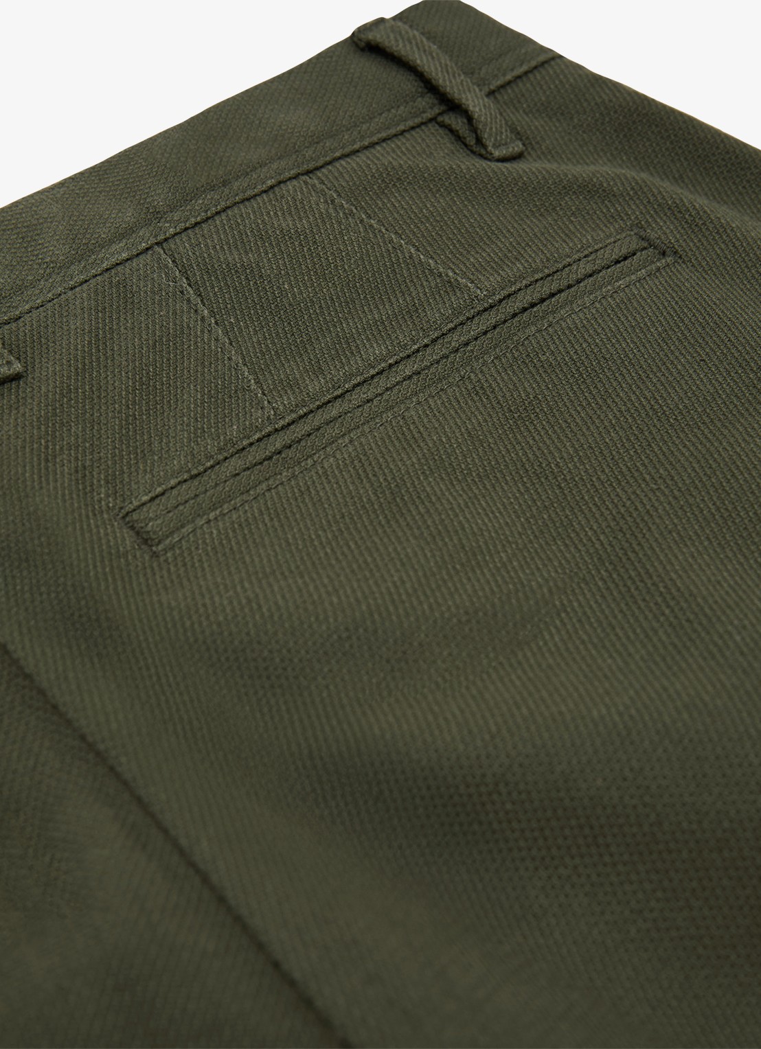 Reiss Dobby straight fit chino van katoen  - detail 3 bronsgroen