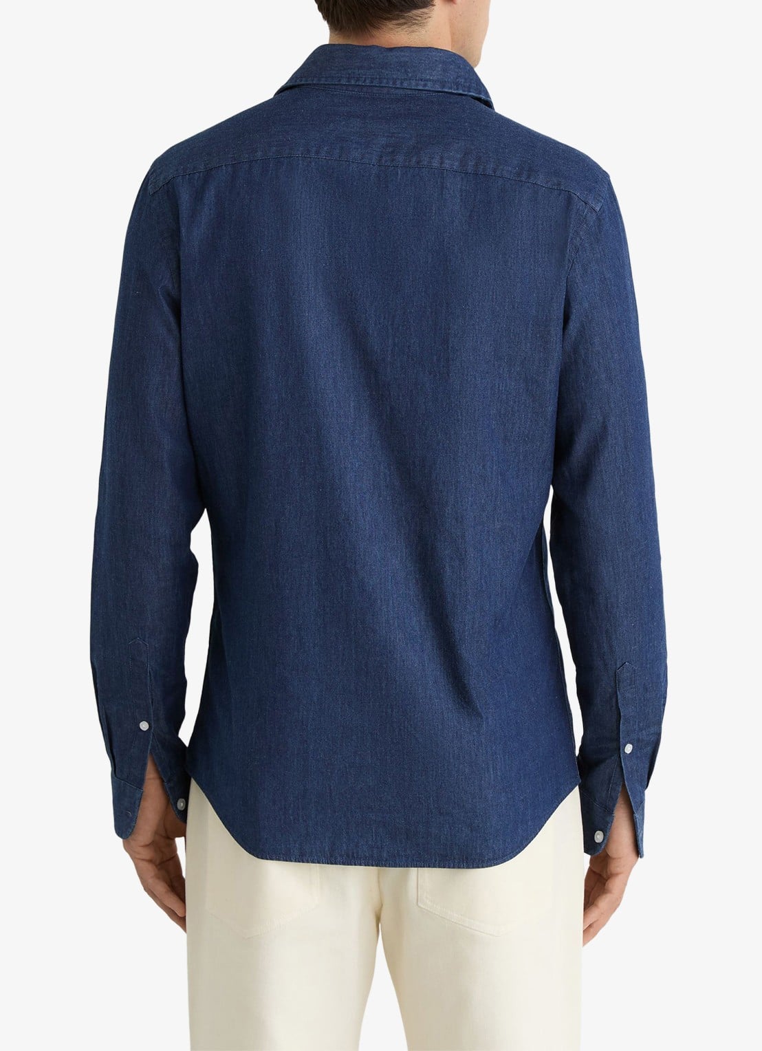 Reiss Don slim fit overhemd van chambray - achterkant dark blue wash / blauw