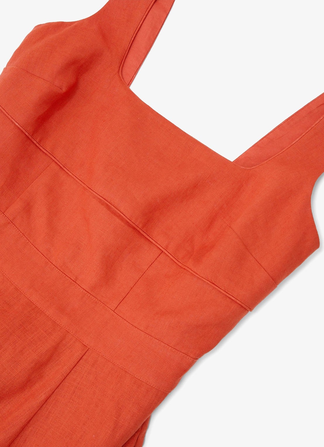 Reiss Dorethea midi jurk van linnen - detail 7 koraal