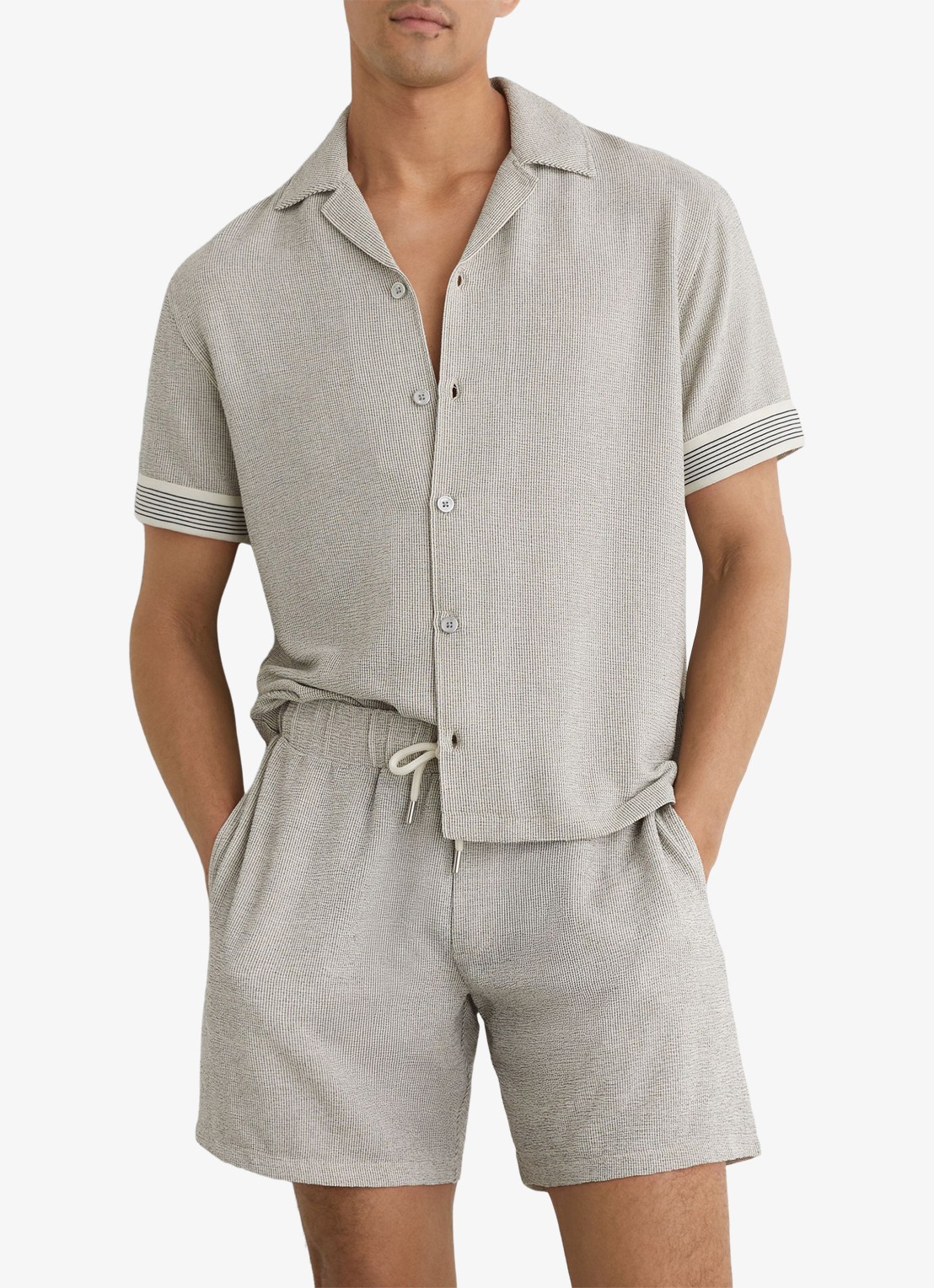 Reiss Dornie regular fit overhemd met streepprint - detail 3 zwart