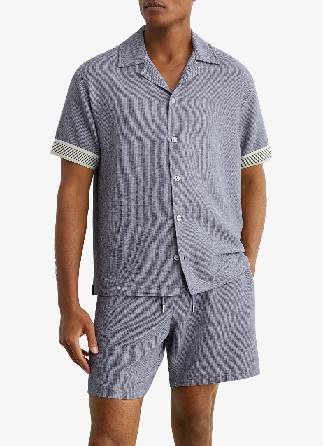 Reiss Dornie regular fit overhemd met streepprint - detail 3 airforce blue / blauw