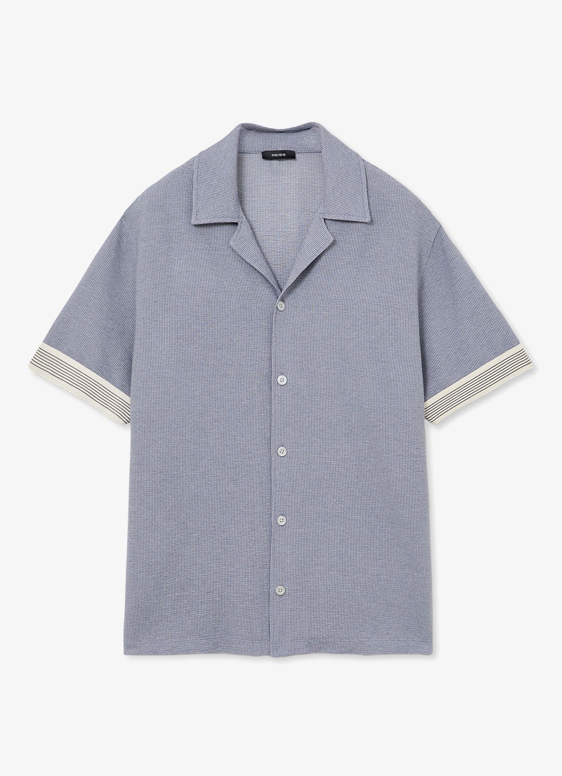 Reiss Dornie regular fit overhemd met streepprint - voorkant airforce blue / blauw