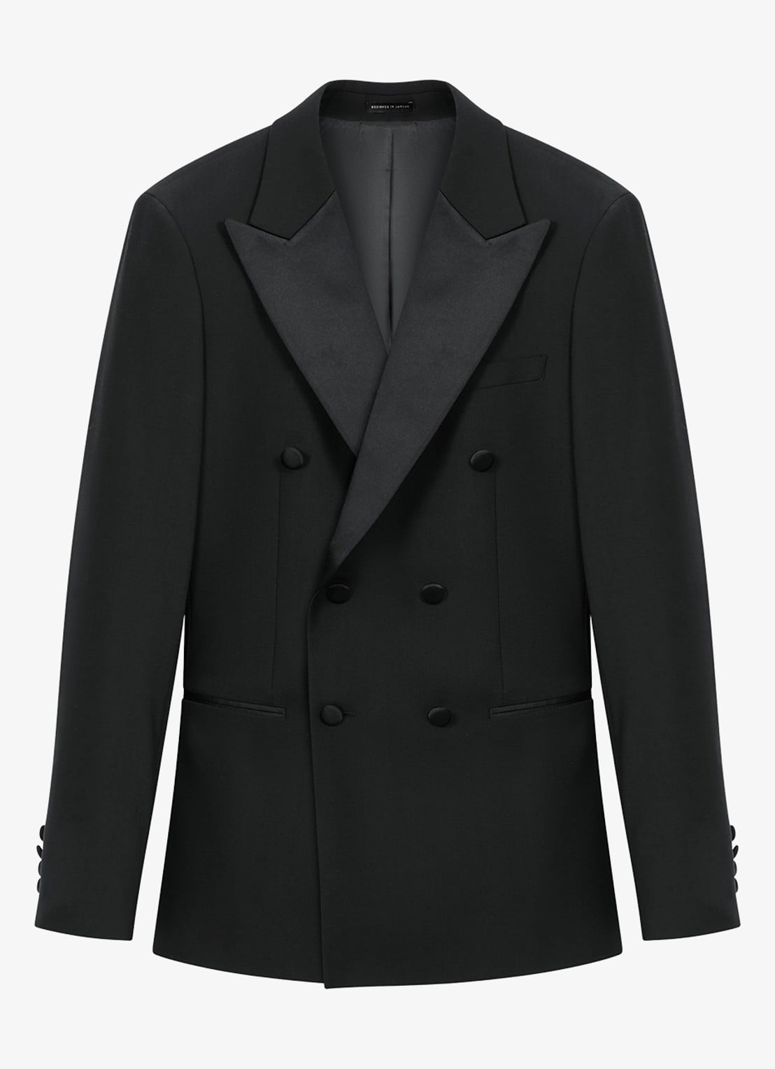 Reiss Double-breasted slim fit colbert in wolblend - voorkant black / zwart