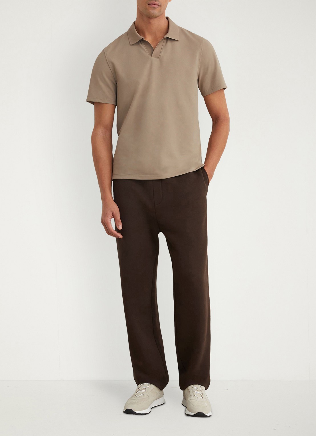 Reiss DOVER polo met structuur - voorkant 2 beige