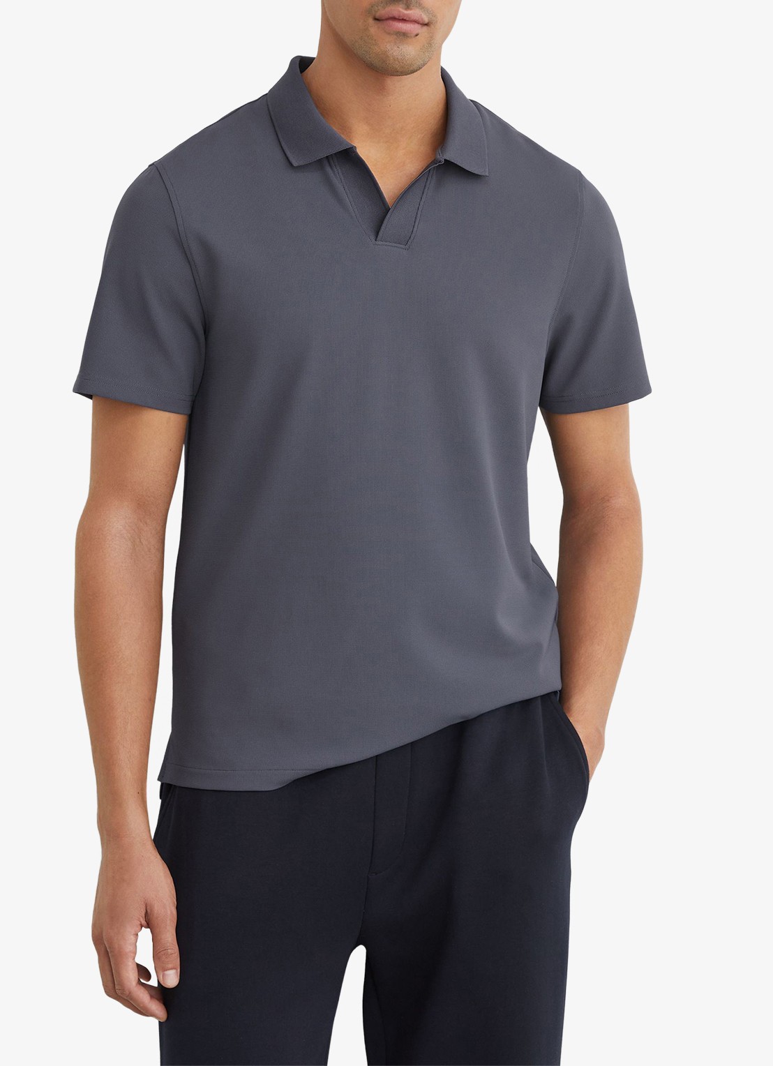 Reiss DOVER polo met structuur - detail blauw