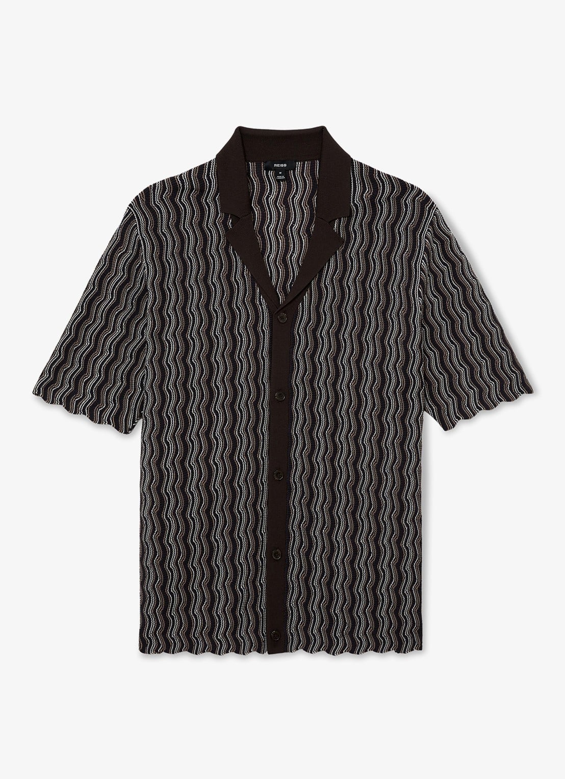 Reiss Drake regular fit overhemd met structuur - voorkant 2 brown / bruin