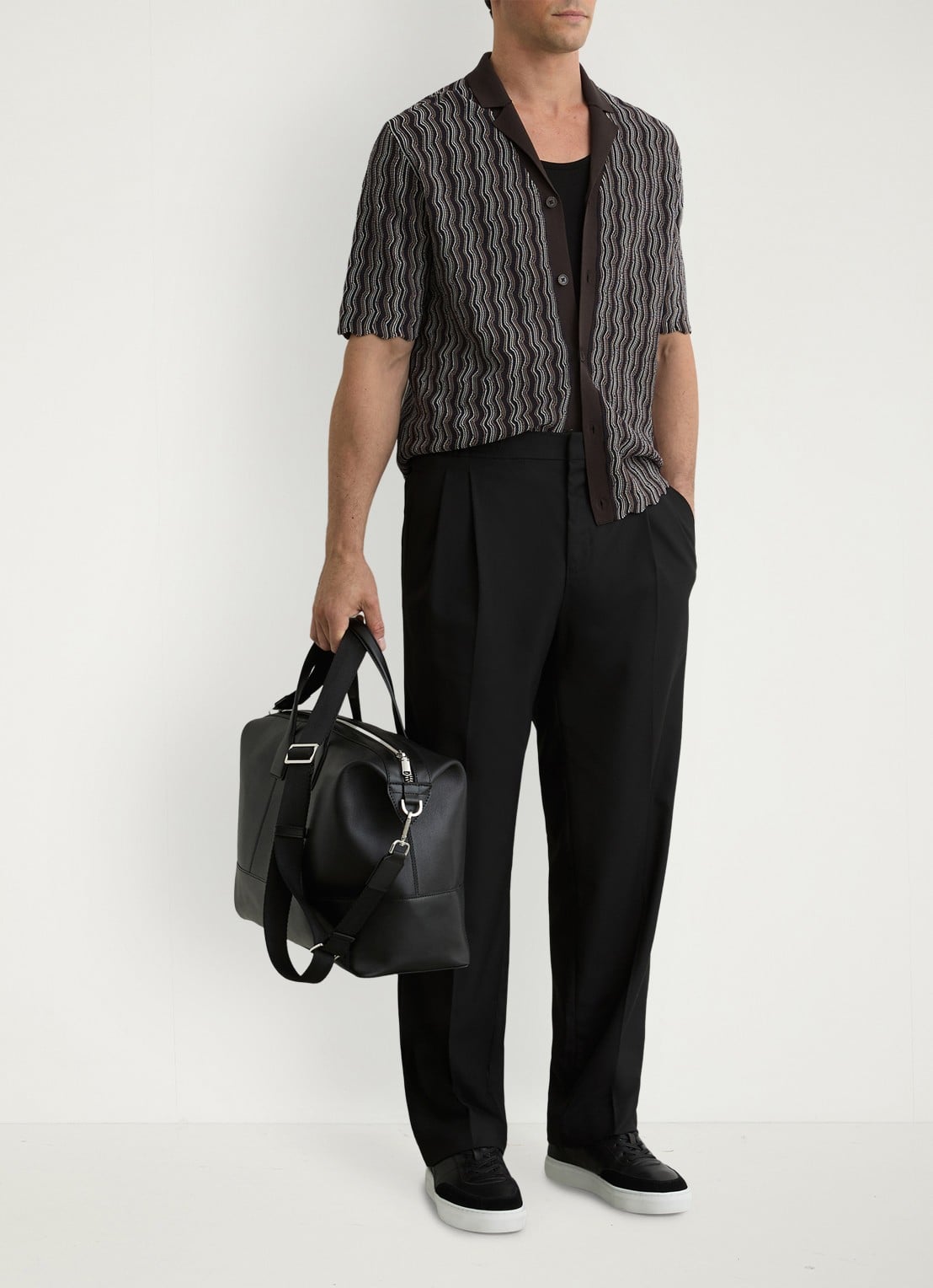 Reiss Drake regular fit overhemd met structuur - voorkant 3 brown / bruin