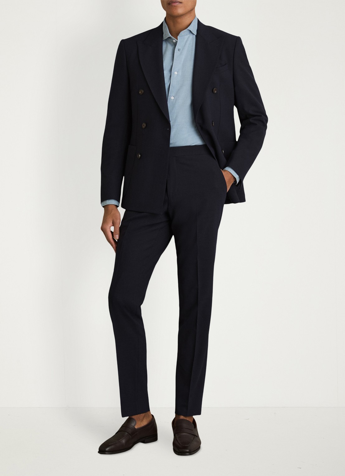 Reiss Draper casual overhemd met cut away boorden - voorkant 4 lichtblauw