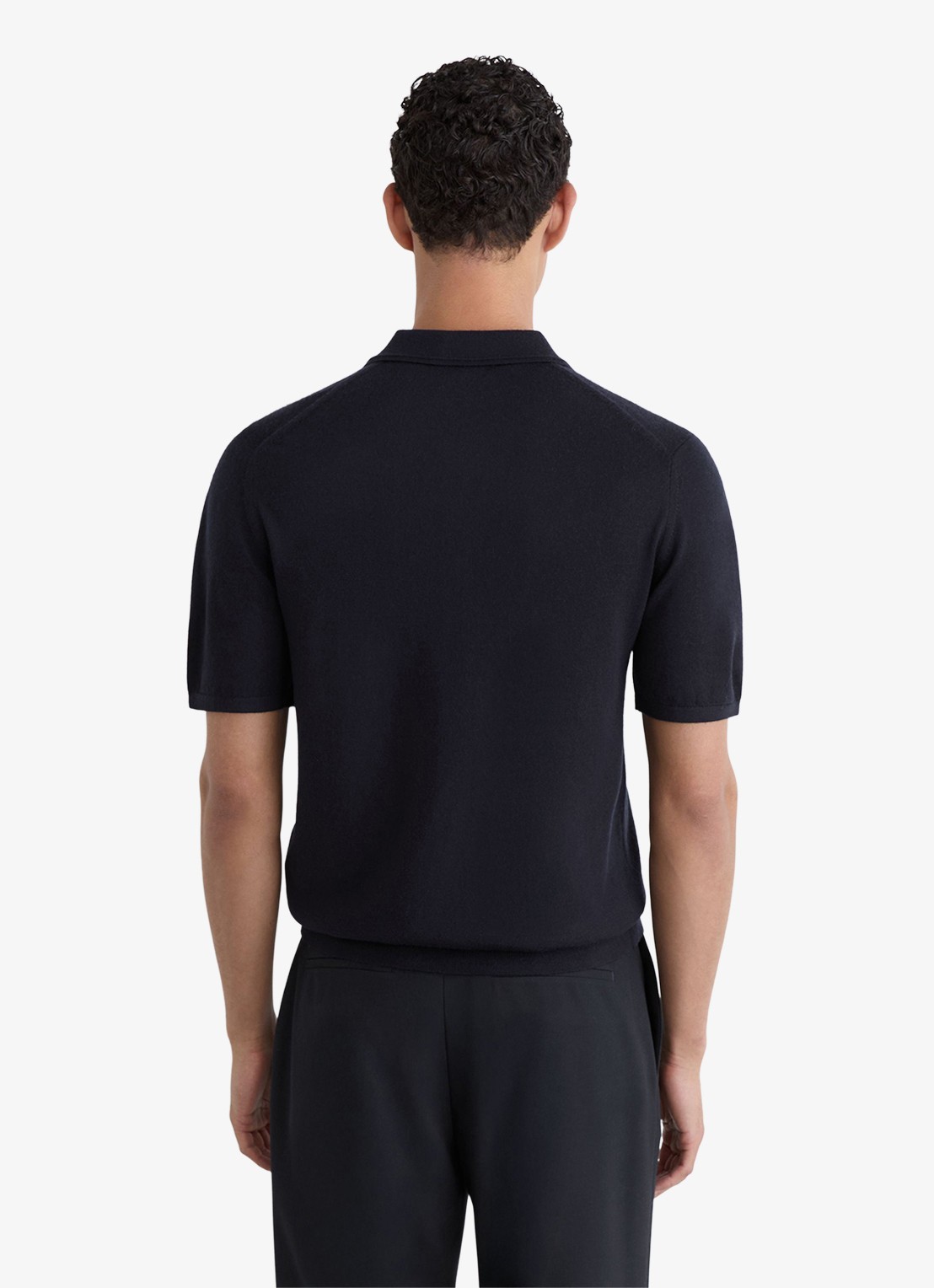 Reiss Drayton regular fit fijngebreid overhemd van wol - achterkant 6 navy / blauw