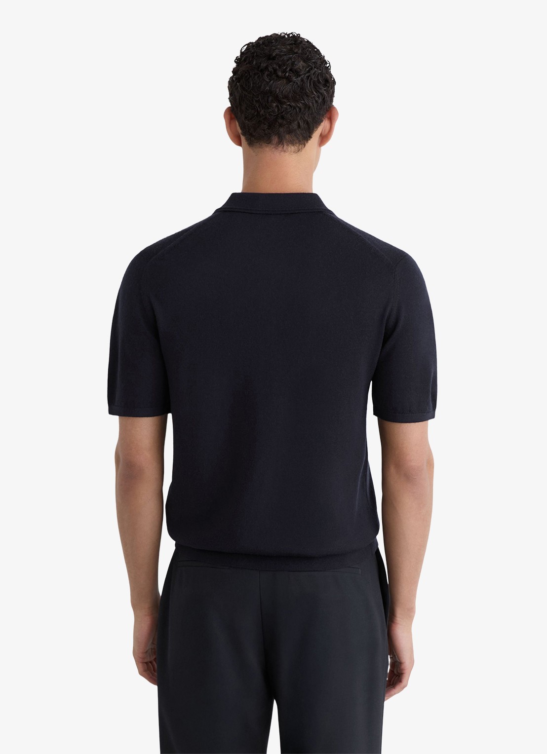 Reiss Drayton regular fit fijngebreid overhemd van wol - achterkant 6 navy / blauw
