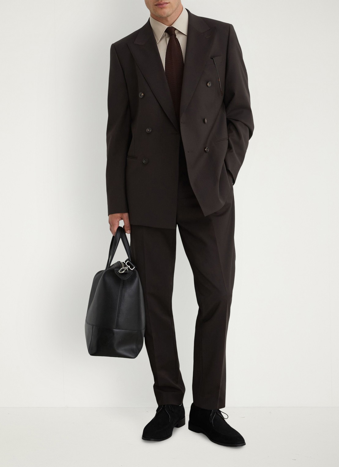 Reiss Dream double-breasted regular fit colbert in wolblend  - voorkant 6 donkerbruin