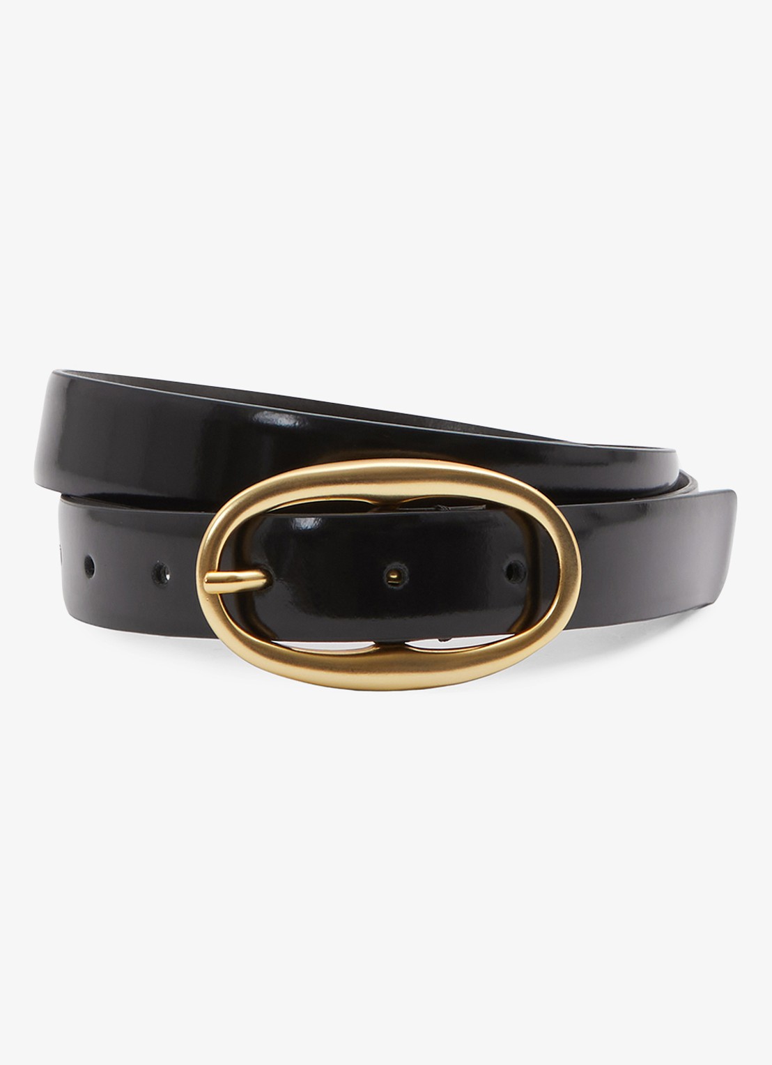 Reiss Drew riem van lakleer - voorkant 3 black / zwart