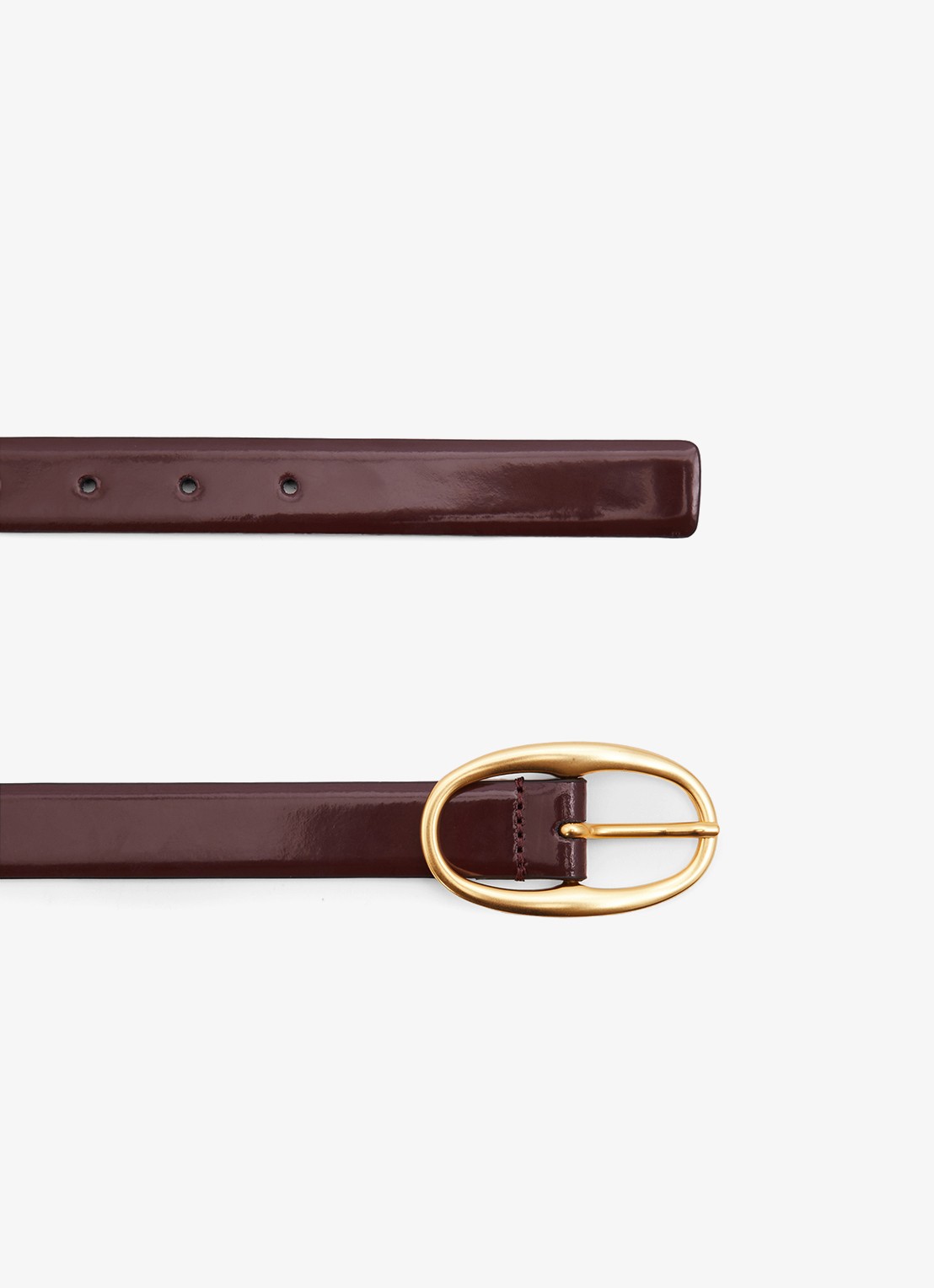Reiss Drew riem van lakleer - detail roodbruin