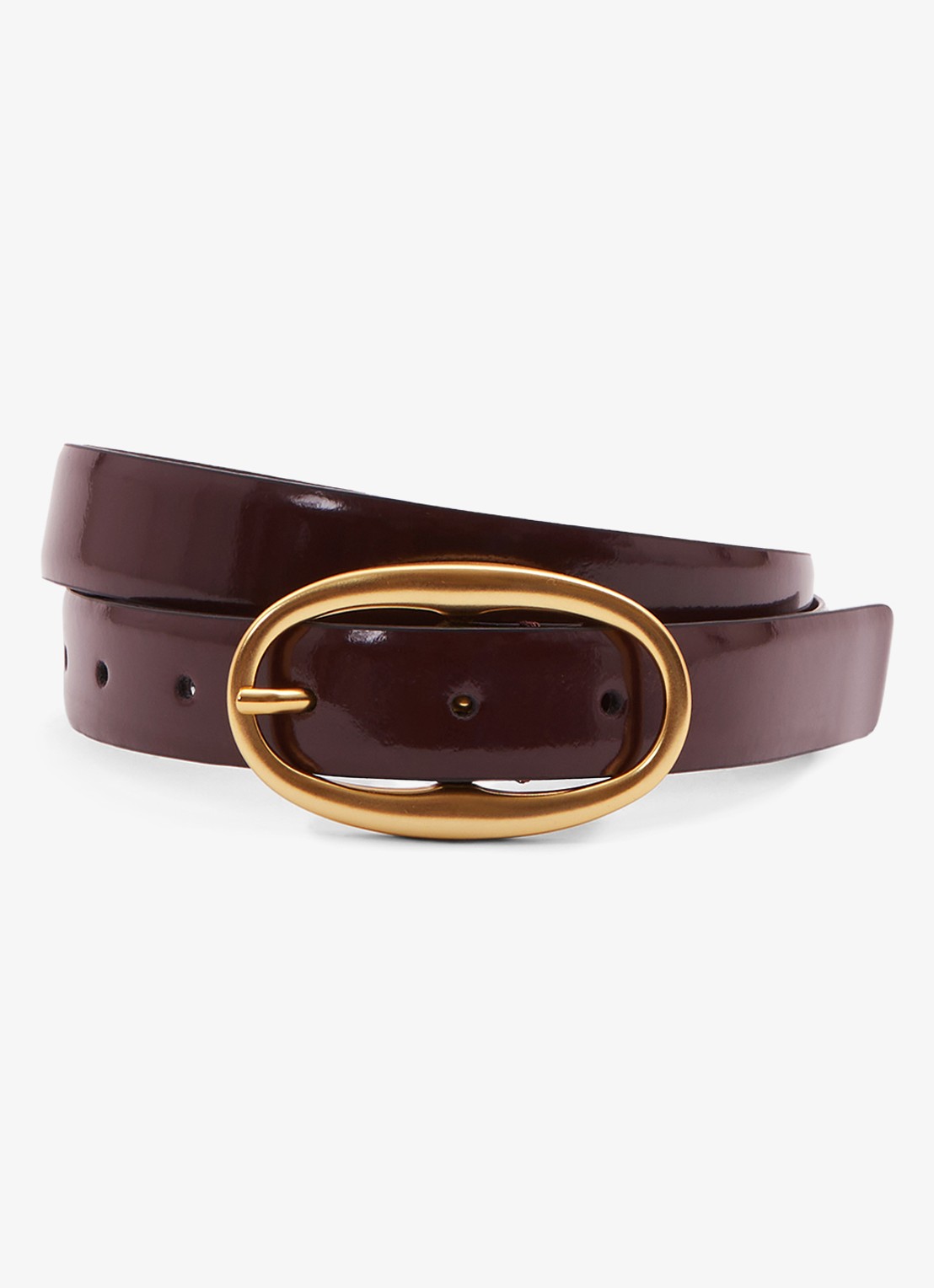 Reiss Drew riem van lakleer - voorkant 3 roodbruin