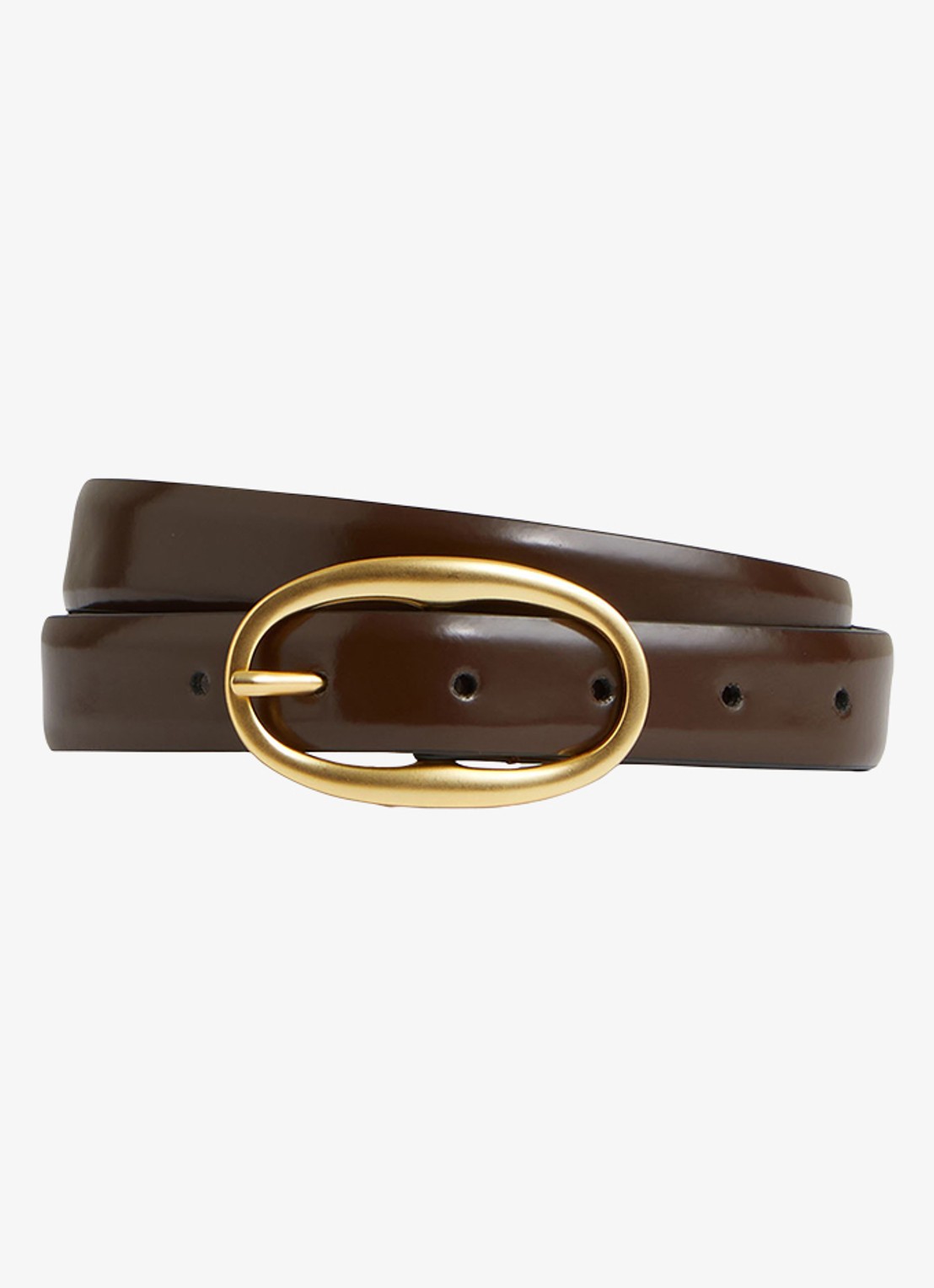Reiss Drew riem van lakleer - voorkant 2 donkerbruin