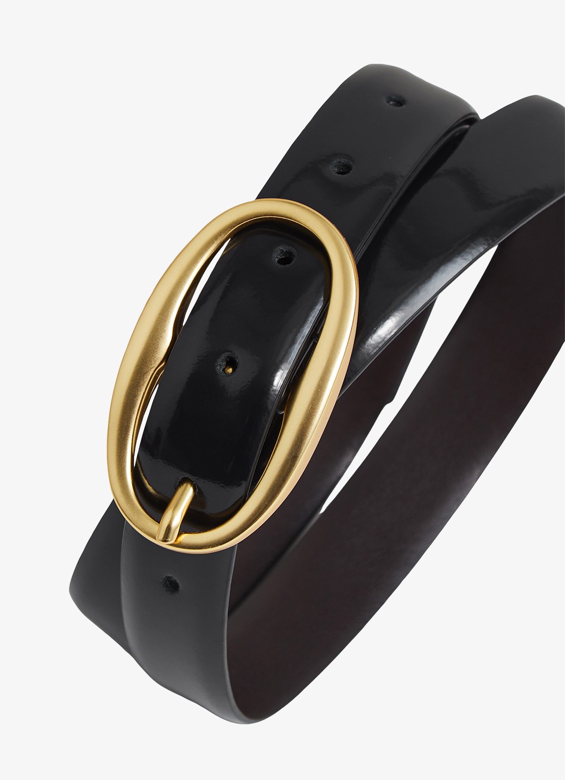 Reiss Drew riem van lakleer - detail 2 donkerblauw
