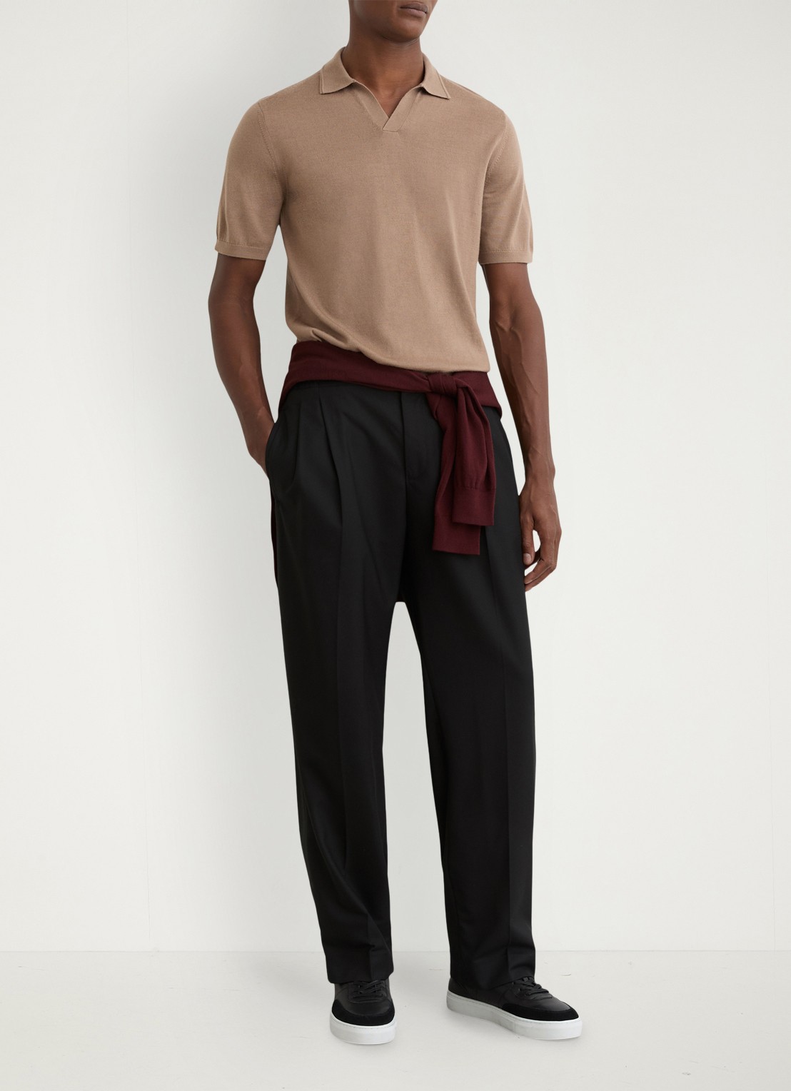 Reiss Duchie regular fit polo van merino wol - voorkant 2 camel